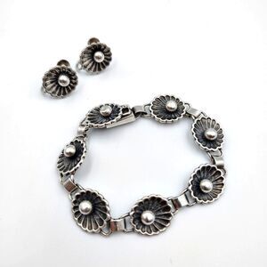 John L Lauritzen Denmark Sterling Silver 925 Set Of Bracelet & Earrings Vintage